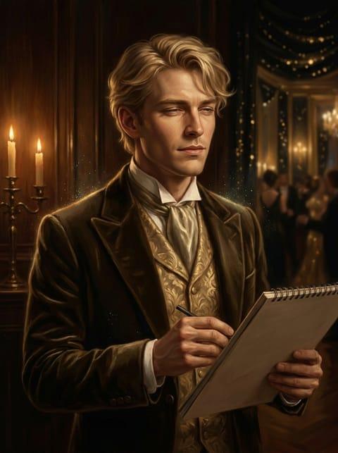 Painted portrait of Leo Larkspur, The Court Painter